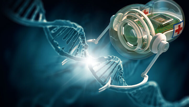Illustration of DNA and nanotechnology instrument