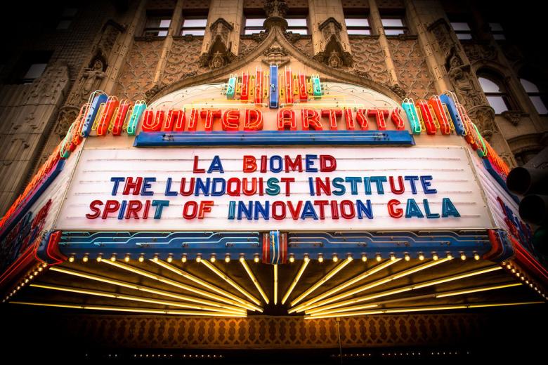 United Artists Marquee that reads, LA Biomed The Lundquist Institute Spirit of Innovation Gala