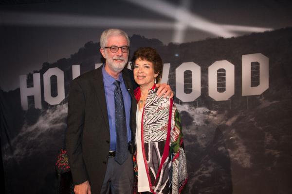 Spirit of Innovation Gala attendees in front of Hollywood sign backdrop