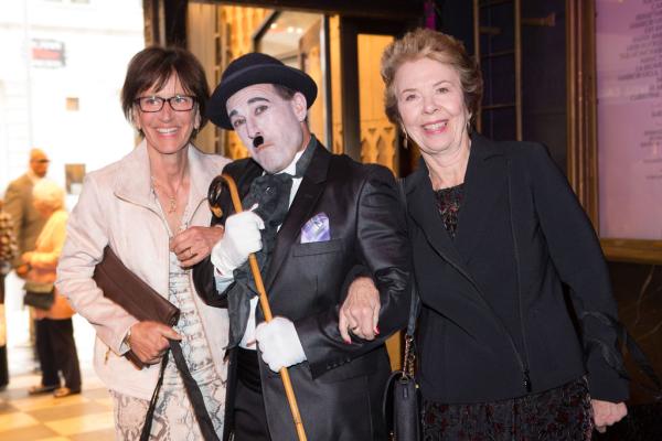 Spirit of Innovation Gala attendees with Charlie Chaplin impersonator
