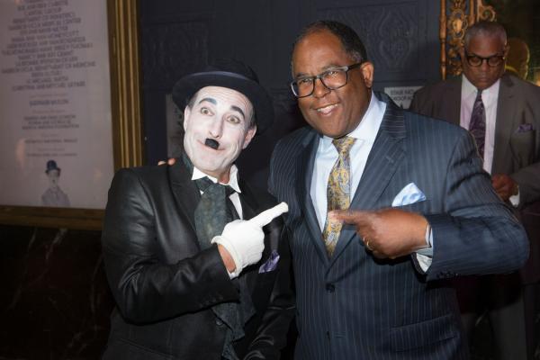 Spirit of Innovation Gala attendee with Charlie Chaplin impersonator