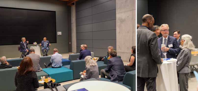 Images of people attending the welcome event