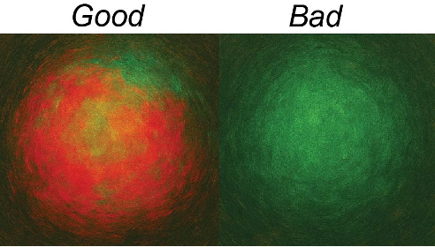 Visual representation of "good" and "bad" quality islets