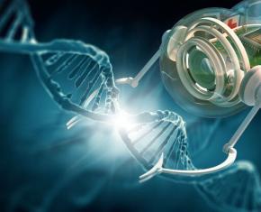 Illustration of DNA and nanotechnology instrument